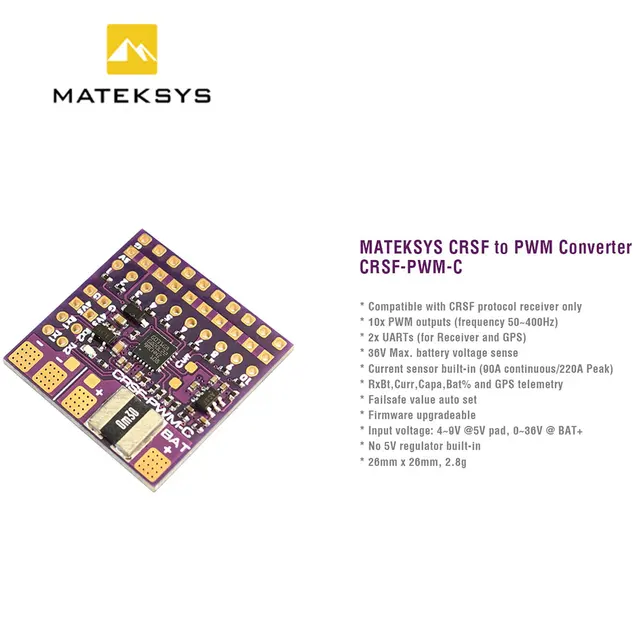 MATEK Mateksys CRSF TO PWM CONVERTER CRSF-PWM-6 / CRSF-PWM-C For CRSF Protocol Receiver TBS Crossfire Nano SE