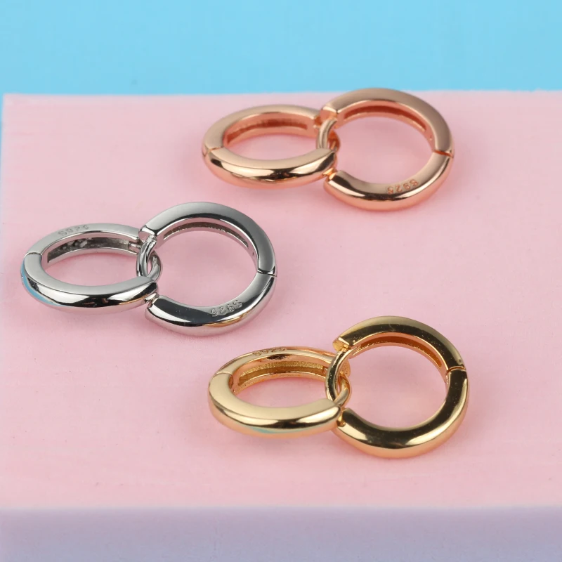 Summer New 925 Sterling Silver Hoop Earrings Original For Women Luxury Fashion Jewelry Party Rose Gold Huggie Earring 2021 Trend