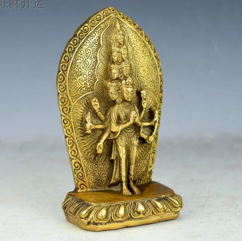 

China handwork tibet brass buddism Thousand-hand godness statue shipping free
