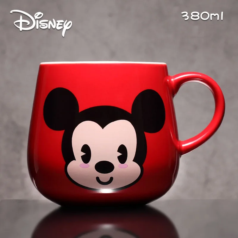 Disney Ceramic Cup Mickey Minnie Genuine Cup Creative Cute Large Capacity Cartoon Mug with Cover Spoon - Цвет: Серебристый