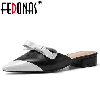 

FEDONAS Elegant Sandals Women Summer Genuine Leather Party Casual Shoes Woman Butterfly Decoration Pointed Toe Sandals Female
