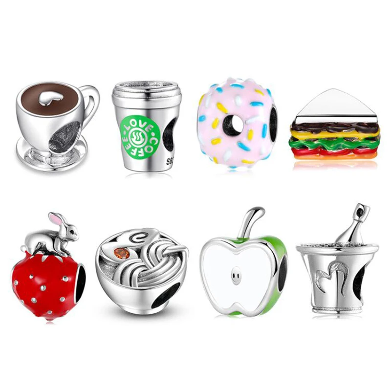 Bangles Jewelry Beads Jiuhao Charms Coffee 925-Sterling-Silver Free-Time-Heart Bracelet