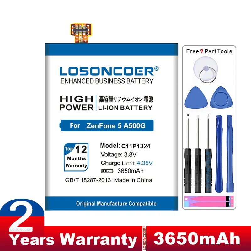 LOSONCOER 3650mAh C11P1324 батарея для ASUS ZenFone 5 A500G Z5 A500 A500CG A501CG A500KL 0B200 00850000 T00F T00J|mobile phone
