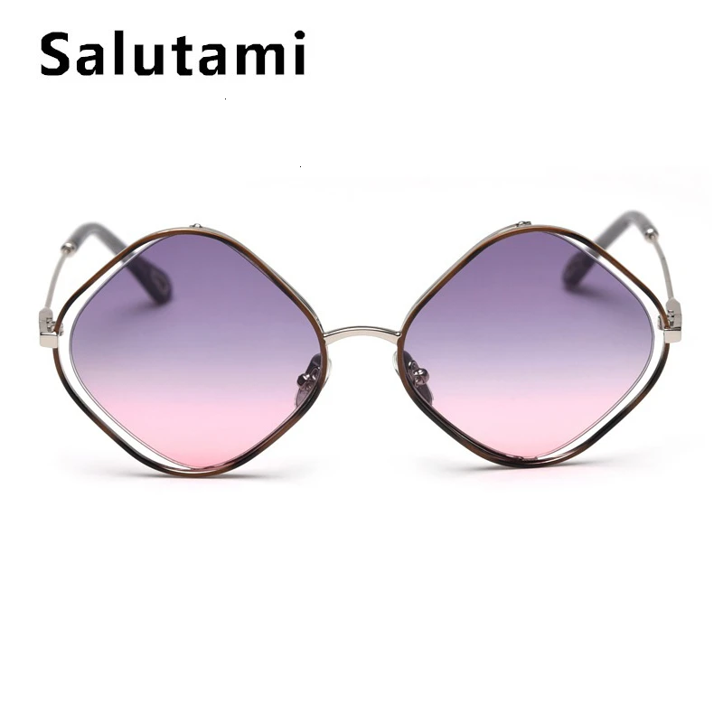 Винтажные женские солнцезащитные очки кошачий глаз в небольшой оправе из сплава, брендовые дизайнерские градиентные полигоновые солнцезащитные очки для женщин Ins, Горячие Оттенки
