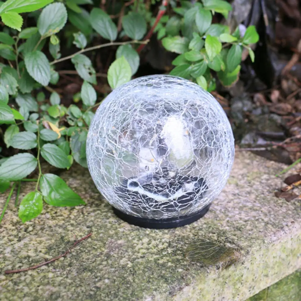 Solar Lawn Light Ball Crack Light Waterproof Ground Light Warm White In-ground Lamp For Outdoors Garden Courtyard Warm White
