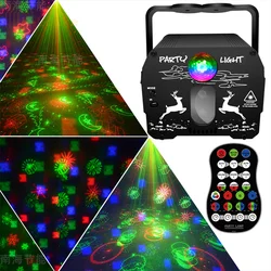 Minilámpara LED de proyección láser para escenario, 60 patrones, 17 efectos de lámpara RGB, DJ, Disco, luz recargable por USB, fiesta de boda