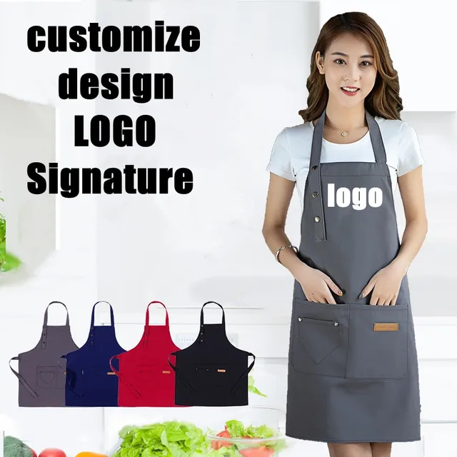 ผ้ากันเปื้อนครัว Customized personality logo signature men\'s and women\'s kitchen aprons 1