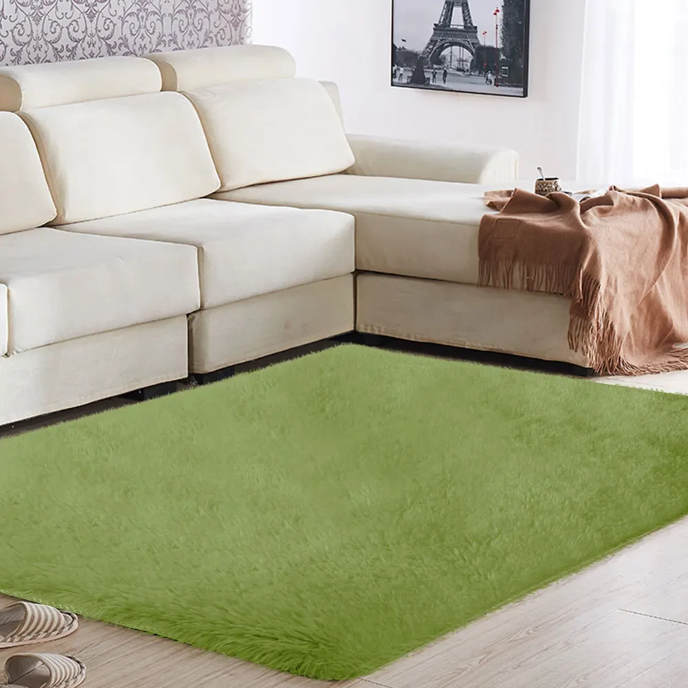 Grass green Ковер, ковер, Пушистый Ковер, яркий ворсистый Противоскользящий теплый разноцветный коврик для спальни из полиэфирного волокна 120x80 см, для гостиной - Цвет: Grass green