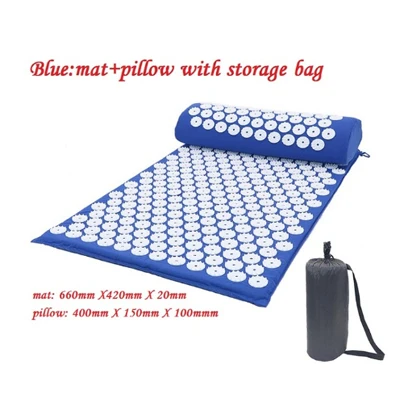 Blue with Bag Массажер подушка, снимающая стресс Коврик для йоги GdBaMa задняя телесная боль Спайк Коврик акупунктурный массаж йога матрас с подушкой мода унисекс - Цвет: Blue with Bag