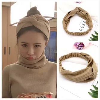 US $178.00 120pcslot DIY Simple Multi Knitting Cross Headbands Cross Elasticity Pure Colore Hair Band Styling Tools Accessories HA628