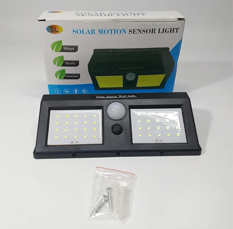 Солнечный 40LED Двусторонняя осветительная панель на открытом воздухе зондирования Настенные светильники Водонепроницаемый сада сад лампа освещения настенный светильник