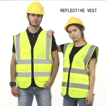 Высокая видимость светоотражающий жилет безопасности работы светоотражающие многофункциональные карманы 66 см* 58 см Предупреждение жилет рабочая одежда, чтобы вы были заметны на каждый день