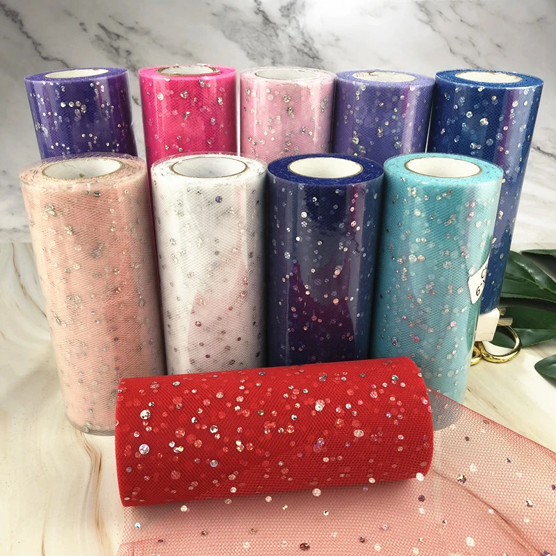 Crafts Party Supplies Star Decor Tulle Rolls Fabric Glitter Sequin Textile 