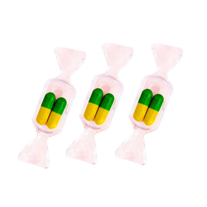 

20PCS Transparent Pill Storage Box Cute Candy Shape Pill Case Jewelry Pill Cases plastic box organizer container-