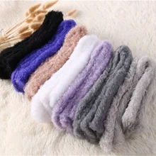Зимние однотонные женские носки с перьями, имитация норки, кашемировые носки для женщин, удобные теплые носки