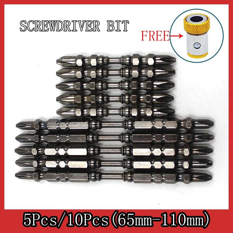 

5/10PCS double-head PH2 screwdriver set 65-110mm 1/4 magnetic cross non-slip hand tool magnetic ring screwdriver bit Accessories