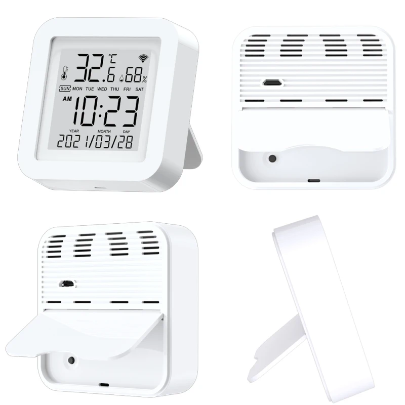 Sensor de Temperatura e Umidade Termômetro com Display Trabalhando com Alexa Assistente do Google Tuya Wifi Higrômetro Interior Lcd 7 Automação predial