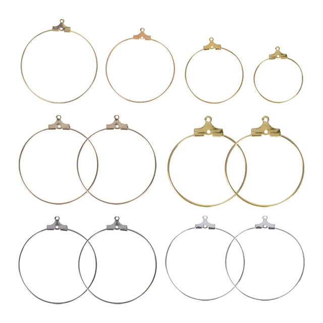 30Pcs/Lot 25-40mm Big Round Hoops Earrings Dangle Clasp Ear Wires Hooks DIY  Circle Earring