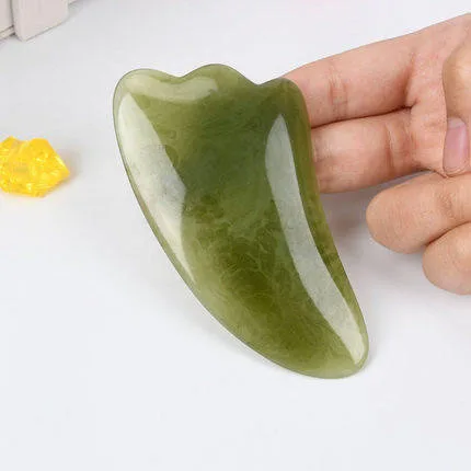 1pcs Natural Green Resin Face GuaSha  Massager Board Rod Body Back Face Acupoint Massage Stick Health Care Tool honey wax five teeth wide comb scraping massage board head eyes physical therapy anti static acupoint stimulation health care