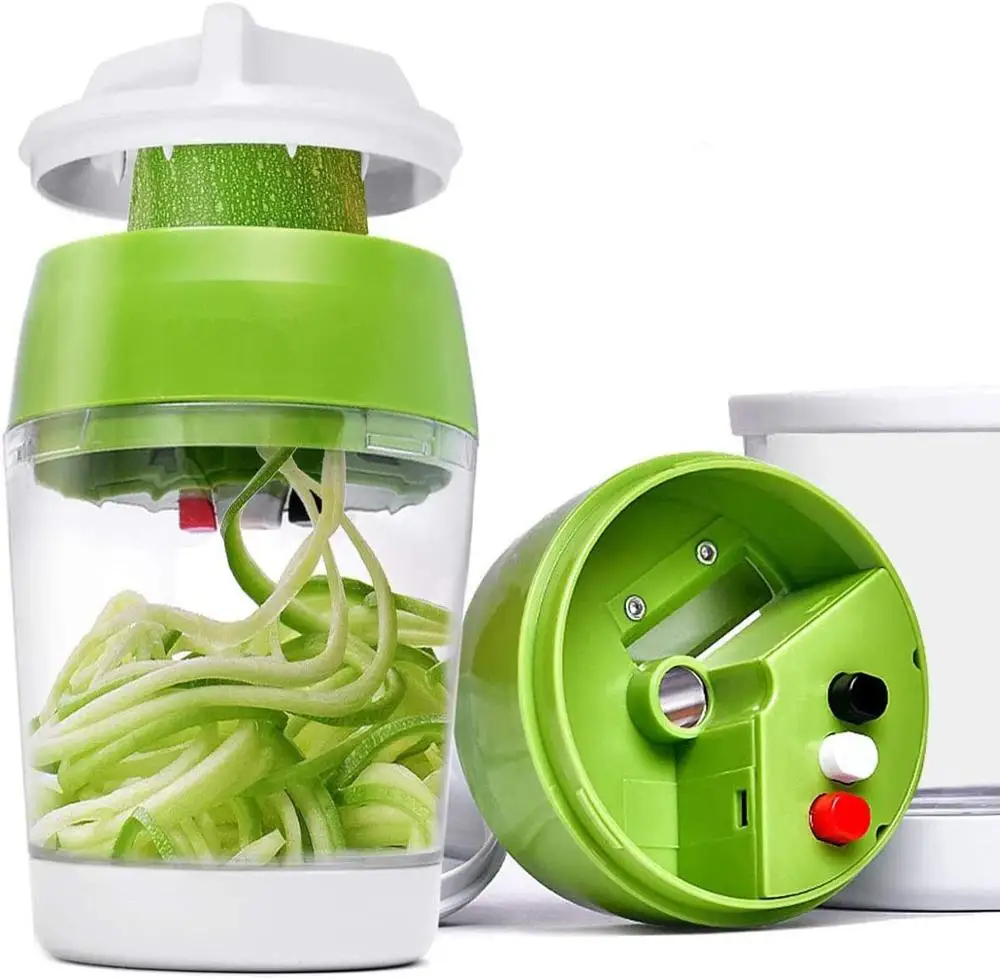 El Spiralizer sebze dilimleyici 5 in1 ayarlanabilir Spiral kesici ile konteyner kabak erişte spagetti Maker Spiral dilimleyici