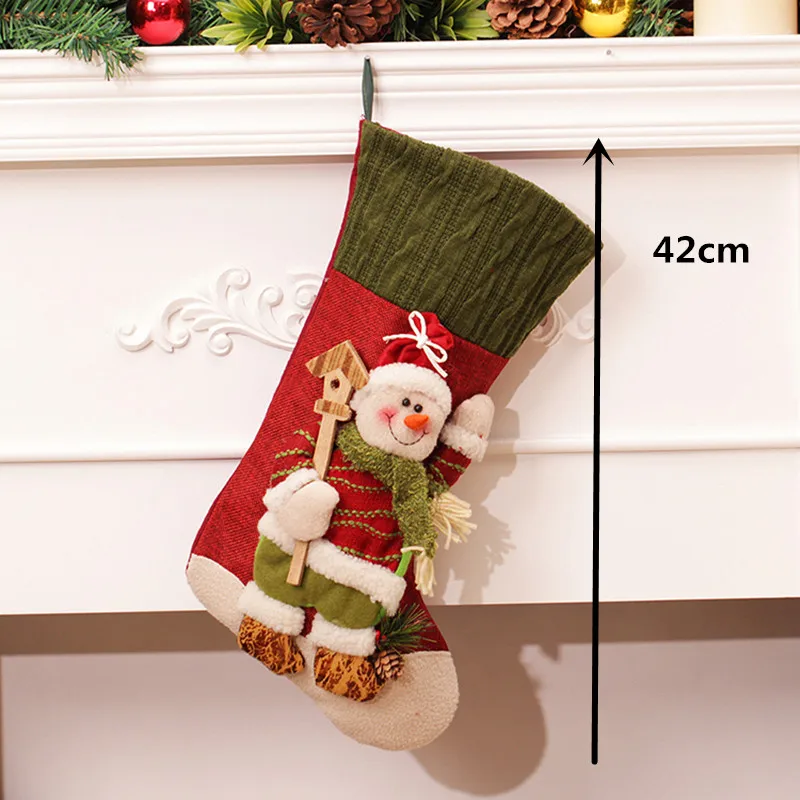Большие рождественские чулки; Подарочная сумка для детей; рождественские сапоги; Санта-Клаус; снеговик; рождественские подарочные держатели; рождественские мешки с Санта-Клаусом - Цвет: Snowman SDZS088