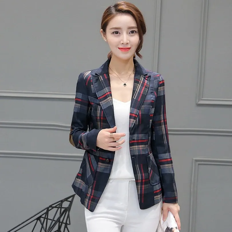 

Small Suit Women's 2018 Spring Clothing Slim Fit Flax WOMEN'S Dress Thousands of Birds Sub-Suit Long Sleeve Casual Suit Jacket