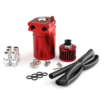 

Universal Car Oil Catch Can Kit Reservoir Fuel Tank 300ml With Air Filter Baffled Aluminum