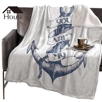 

BIGHOUSES Throw Blanket Anchor Vintage Hand Drawn Fleece Blankets Personalized Blankets Bedclothes