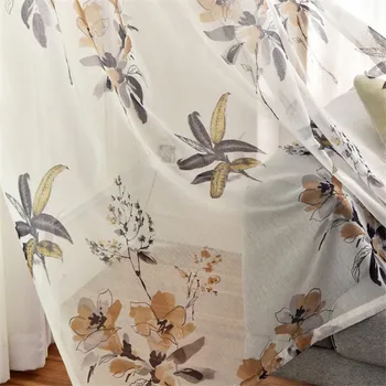 

Printed tulle sheer floral curtains for living room bedroom window translucent curtains sheer