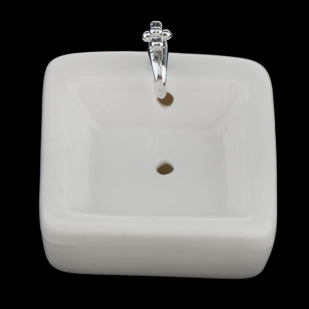 1:12 Mini Square Wash Basin Sink Simulation Dollhouse Furniture Model Accs