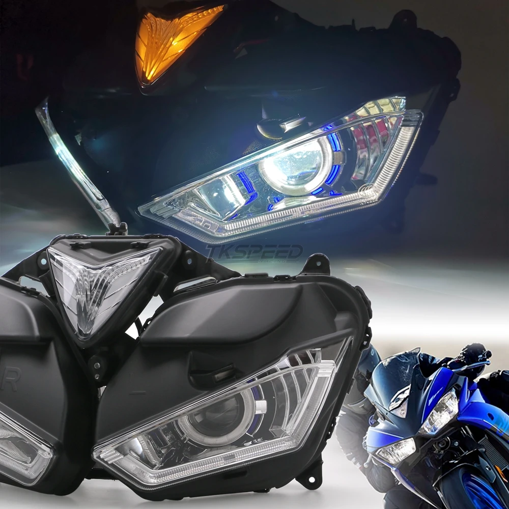 Для YAMAHA YZF R25 R3 мотоцикл полный светодиодный головной фонарь демон глаз HID проектор фары YZF-R25 R3 HID Ангел глаз 2013