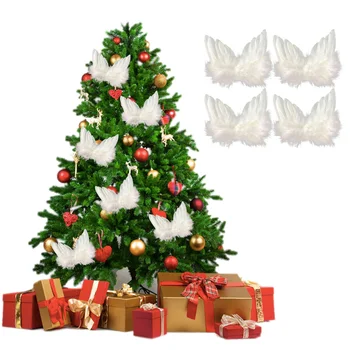 

Besegad 10pcs Mini White Feather Wing Christmas Tree Decor Hanging Ornaments for Xmas Holiday Wedding Home Party Decorations