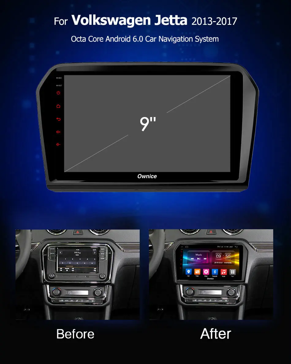 Ownice K1 K2 K3 " 2 din автомобильный проигрыватель с радио и GPS Android 8,1 Octa core 2 Гб Оперативная память для Volkswagen jetta 2013