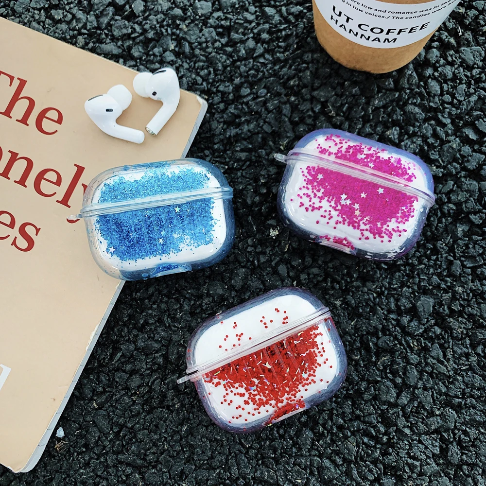 Liquid Quicksand Earpods Cases for Apple Airpods Airpod Pro Air Pods Pod Pro Glitter Headphone Cover Protector Funda Case Coque