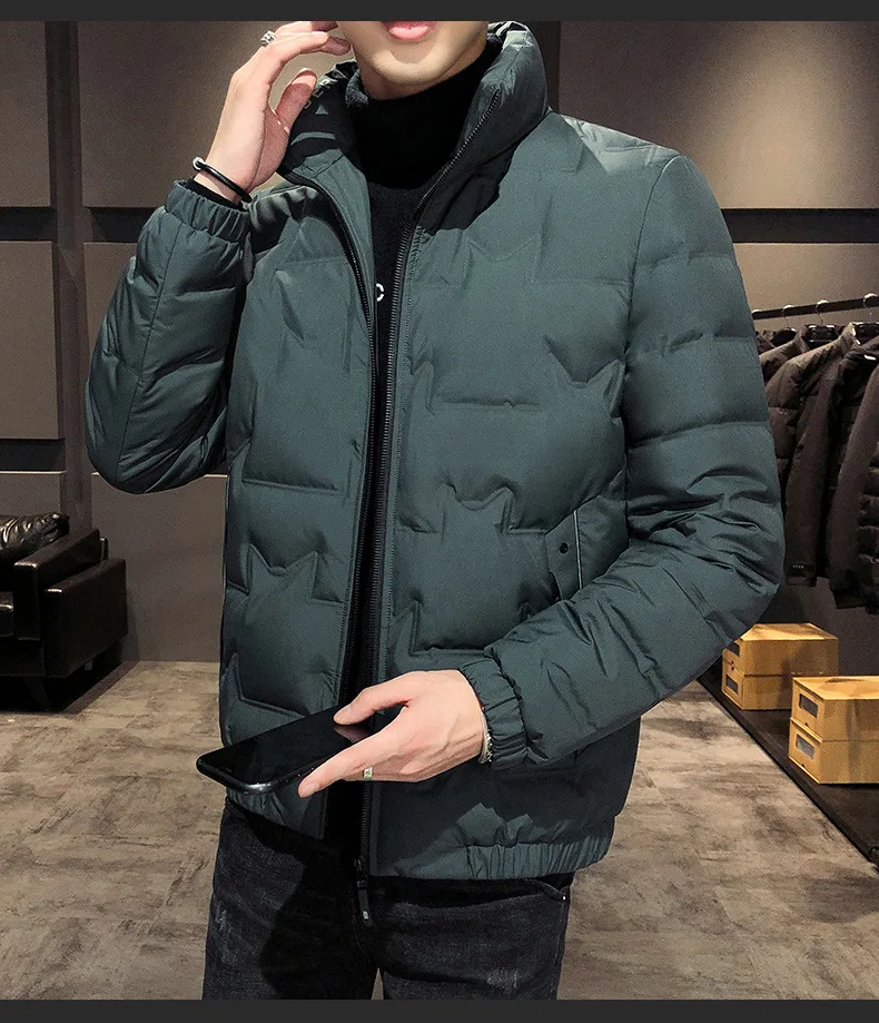 ZhuiKun Down Jacket Mens Warm Stand Collar Padded Puffer Jacket Coat Outwear 