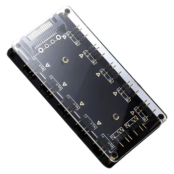 

5V 3 Pin Motherboard Synchronous Magnetic Easy Install Accessories Splitter ARGB Adapter SATA Power Black RGB Fan Hub For AURA