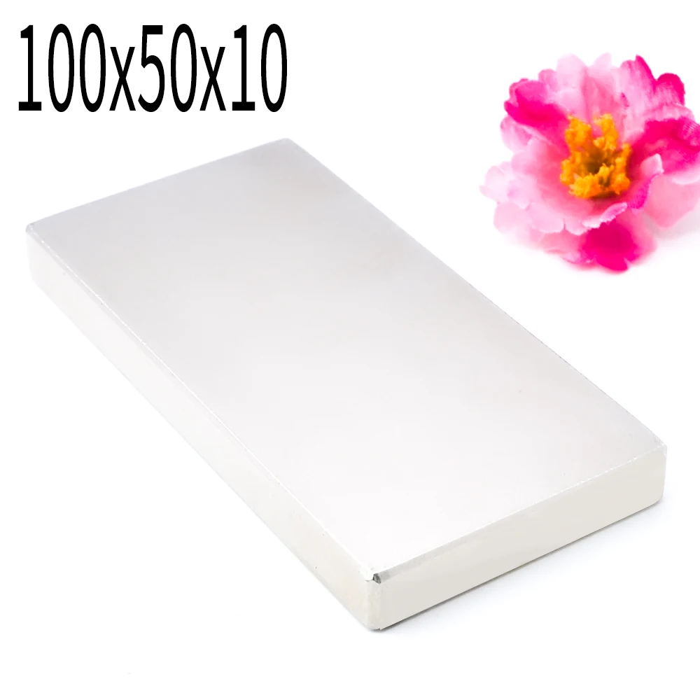 

2pcs / lot N52 NdFeB Block 100x50x10mm Large Strong Neodymium Permanent Magnets Rare Earth Industry Magnet