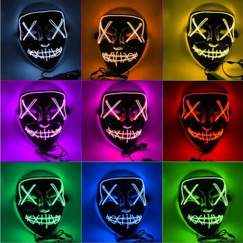 

Halloween Decoration LED Mask Light Up Party Neon Mask Cosplay Horror V for Vendetta Halloween Party Decor Props Accessories