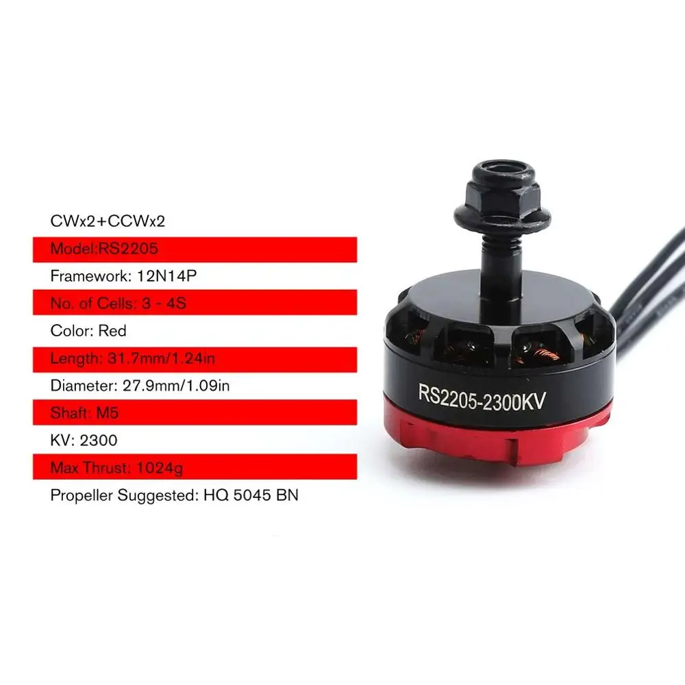 RS2205 2300KV 2205 CW/CCW бесщеточный двигатель 3-4S для FPV RC гоночный Дрон Мультикоптер двойной замок CW/CCW локоны
