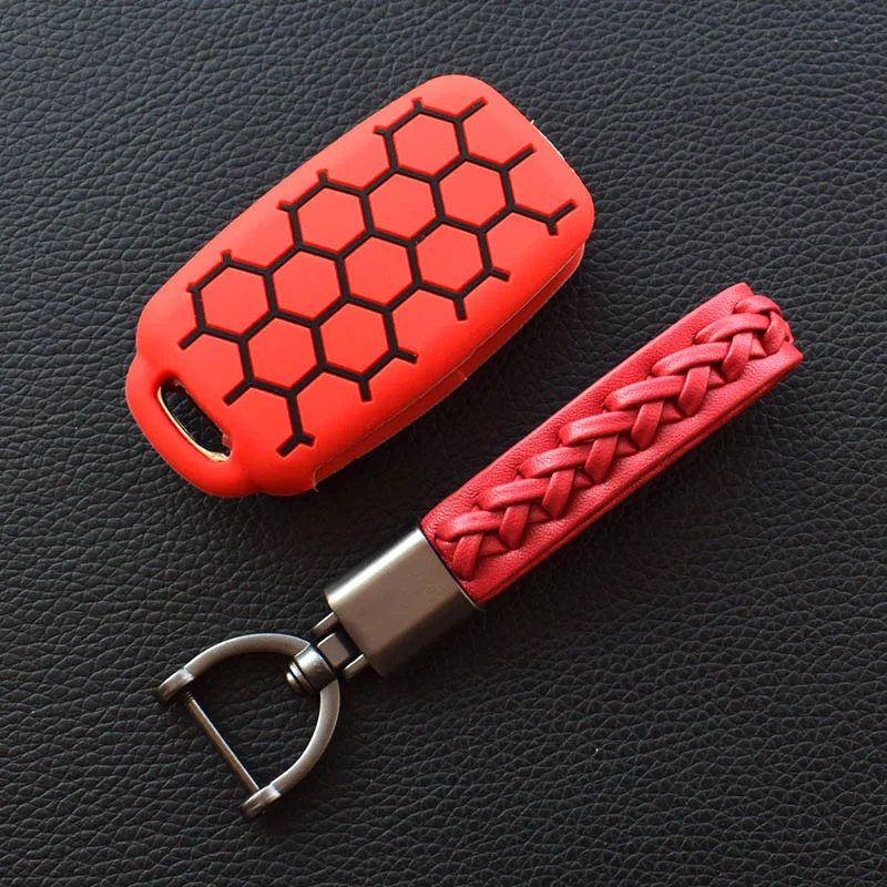 red For Volkswagen polo passat golf 5 6 Beetle for SEAT for Skoda New design Style of football Silicone car key cover case - Название цвета: red