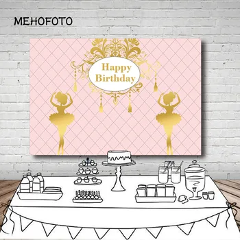 

Vinyl Photography Background Birthday Party Princess Pink Royal Baptism Girl Dancing Ballet Dessert Table Backdrop Photo Studio