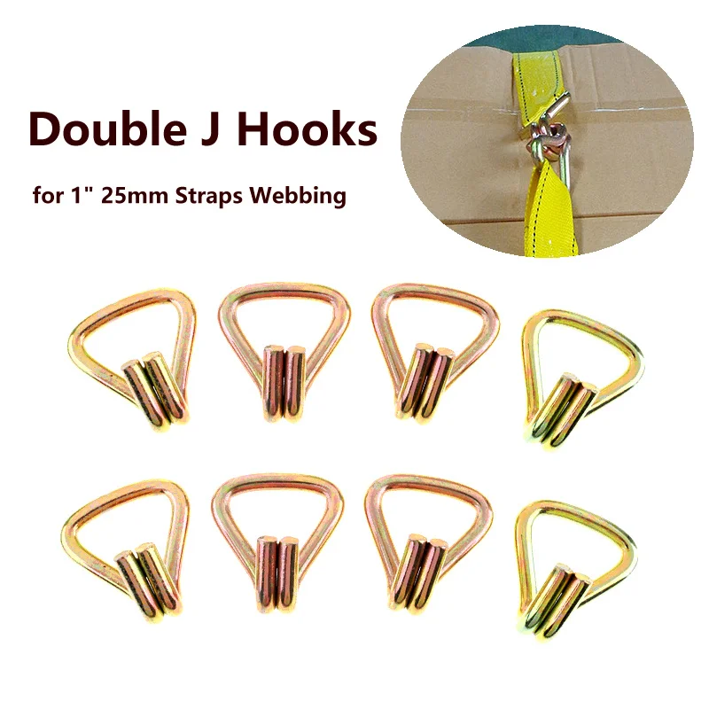 Pack of 8 Heavy Duty Ratchet Tie Down Webbing Strap Double J Hooks Trailer Tow Lashing Accessories for 1" 25mm Straps | Автомобили и