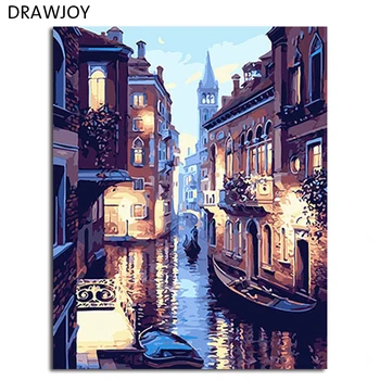 

DRAWJOY Framed Venice Landscape DIY Painting By Numbers Painting & Calligraphy DIY Digital Oi Painting By Numbers Home Decor