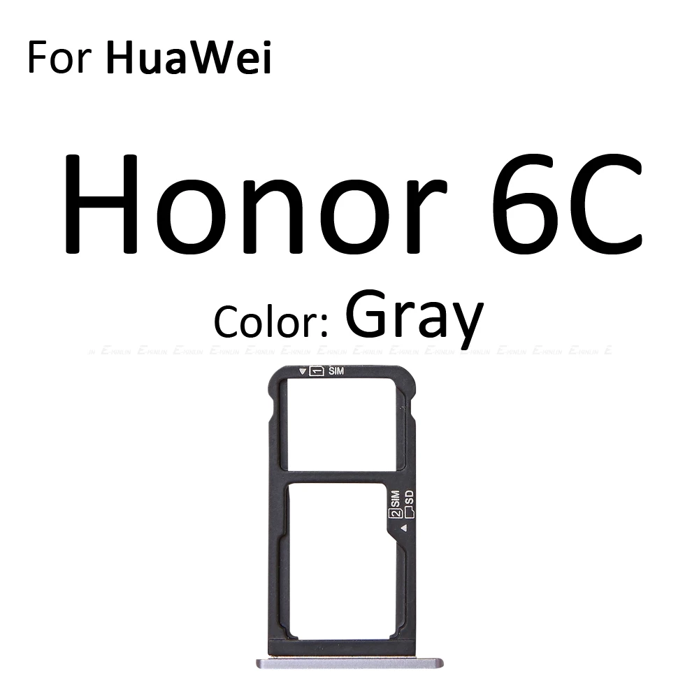 Высокое качество Micro SD/Sim карты лоток гнездо адаптера для Huawei Honor 6C 5C Pro Разъем Держатель Слот ридер контейнер - Цвет: For Honor 6C Gray