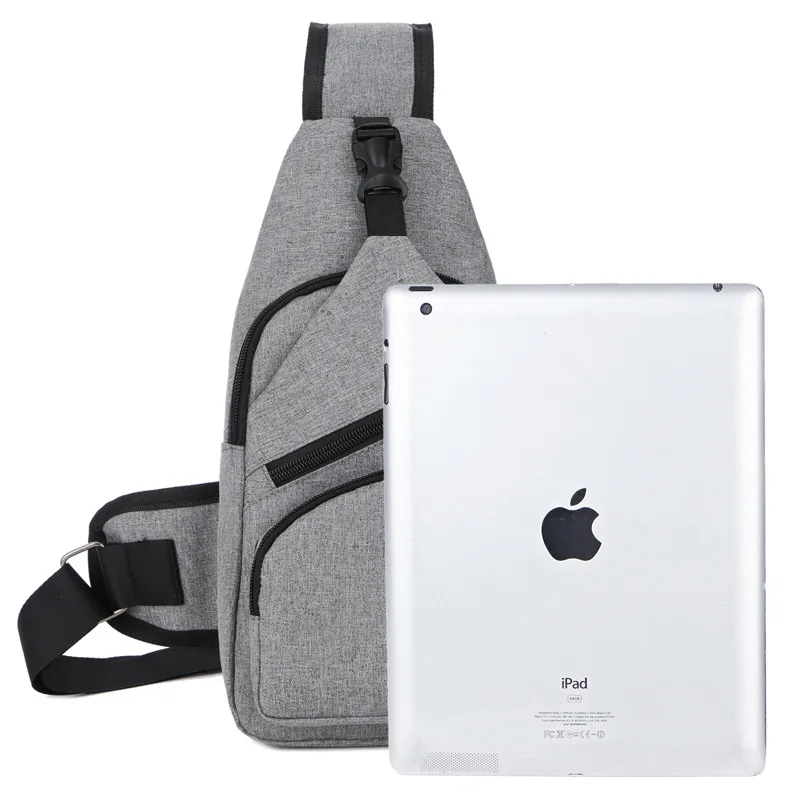 

Korean version of the new shoulder bag men's charging bag can be released cup male chest bag outdoor diagonal package
