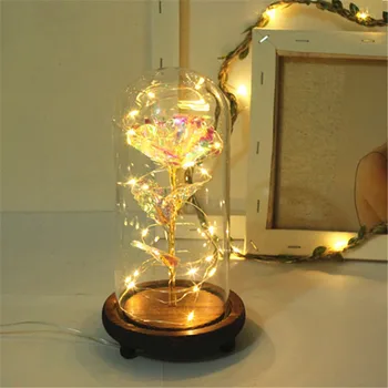 

Beauty and the Beast Eternal Rose Flower Romantic Glass Rose Flower Wedding USB LED Light Decoration Valentine's Day Gift