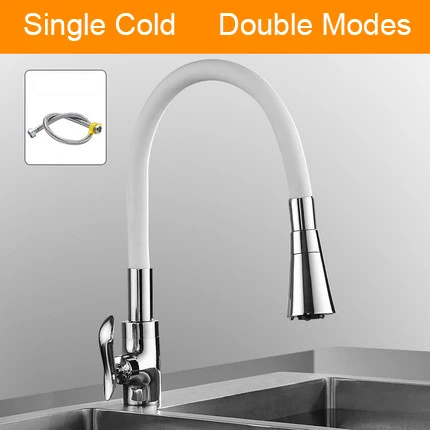 Senlesen Single Cold& Mixer Water Kitchen Faucet Silica Gel Nose Any Direction Rotating Torneira Cozinha Single Handle Tap - Цвет: cold 2-ways