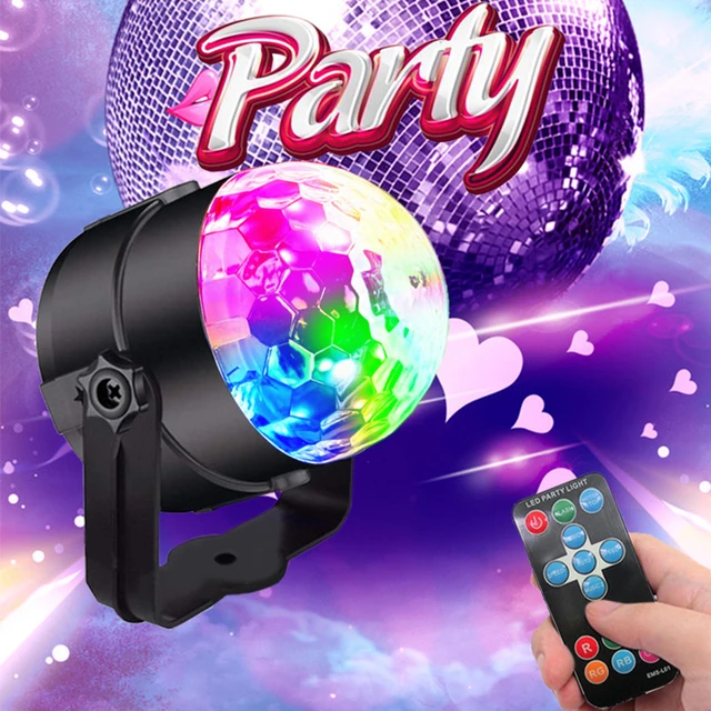 USB LED Party Disco Lights Remote Sound RGB Colourful Rotating Magic Ball  Light