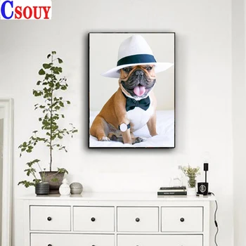 

5D DIY Diamond Painting Dog With Hat Diamond Mosaic Drawing Full Square Round Drill Diamond Embroidery Cross Stitch Home Decor ,
