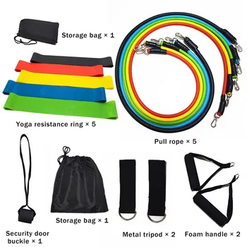 

17Pcs/Set Latex Resistance Bands Gym Door Anchor Ankle Straps With Bag Kit Set Yoga Exercise Fitness Band Rubber Loop Tube Bands